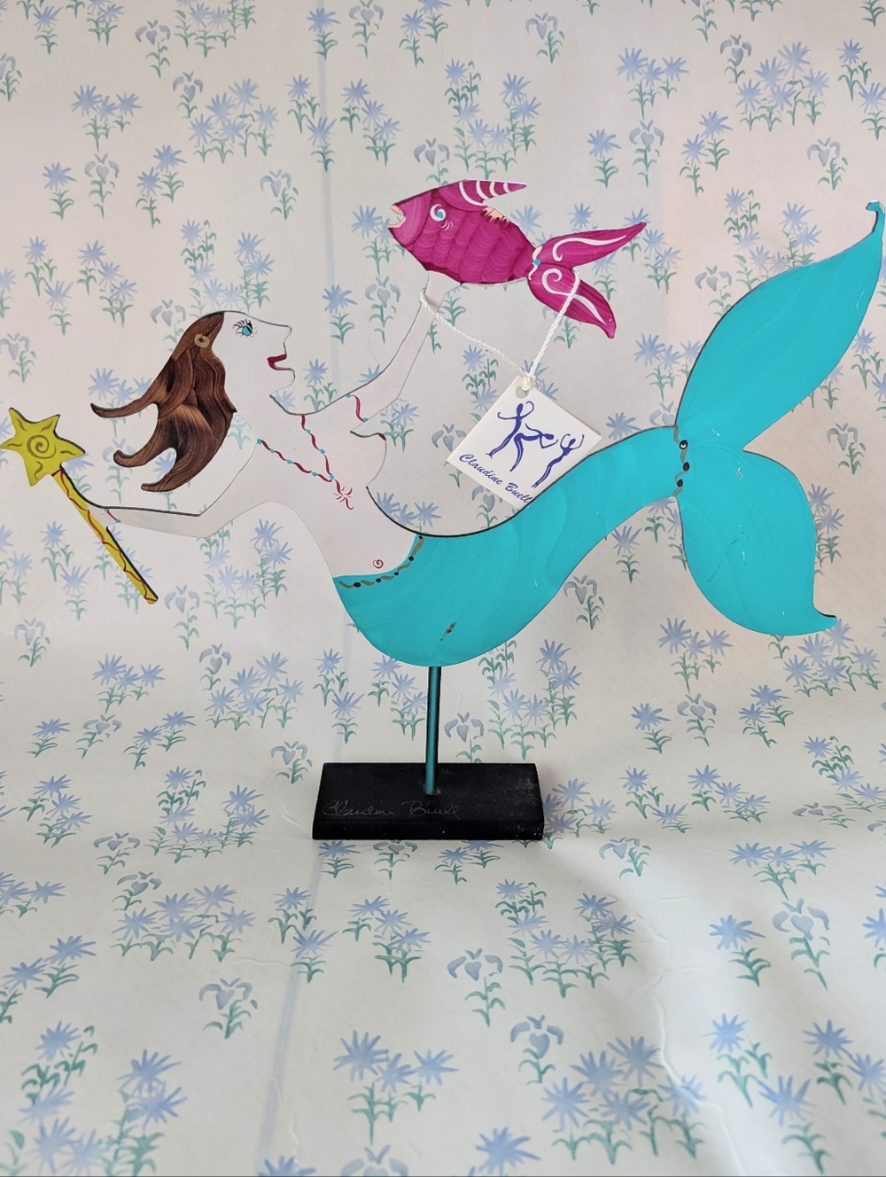 Claudine Buell Mermaid Metal Art Sculpture Collectible Folk Art Handmade Gift